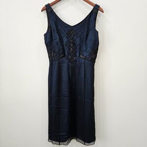 Vintage Rimini Womens Beaded Silk Whimsygoth Dress 12 Black Embellished Sheer